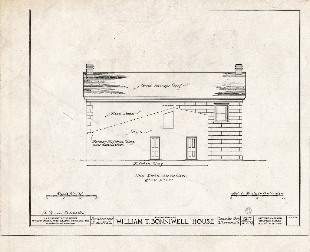 Blueprint HABS WIS,45-THIVI.V,1- (Sheet 4 of 6) - William T. Bonniwell House, Wauwatosa Avenue, Thiensville, Ozaukee County, WI