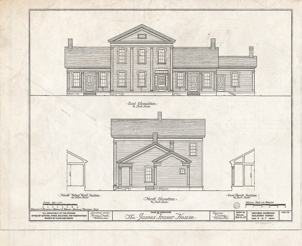 Blueprint HABS WIS,51-,1- (Sheet 2 of 7) - James Frazer House, Honey Creek, Walworth County, WI