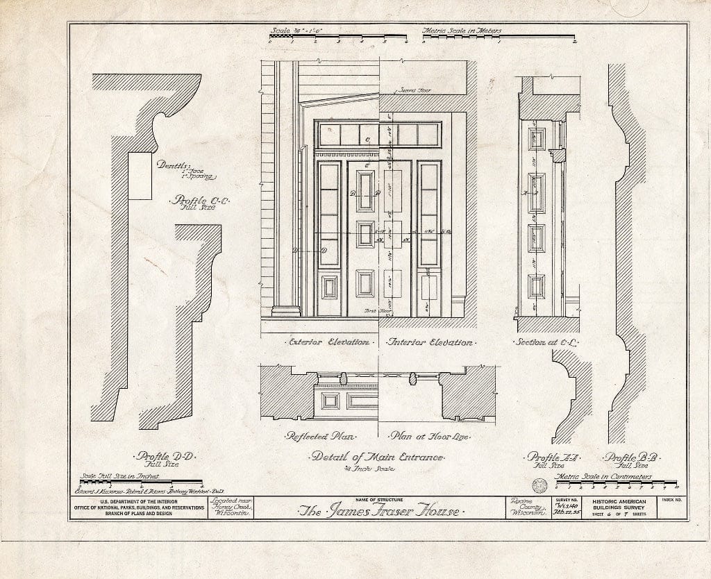 Blueprint HABS WIS,51-,1- (Sheet 6 of 7) - James Frazer House, Honey Creek, Walworth County, WI