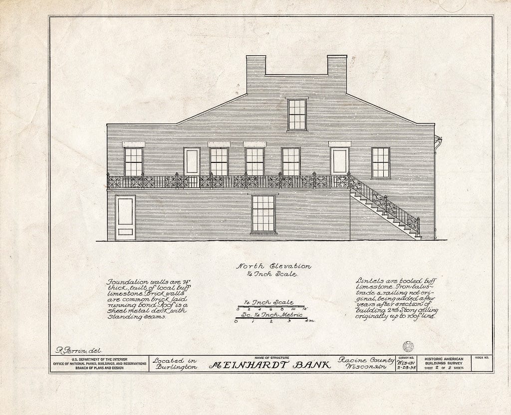 Blueprint HABS WIS,51-BURL,3- (Sheet 2 of 2) - Meinhardt Bank, Chestnut & Pine Streets, Burlington, Racine County, WI