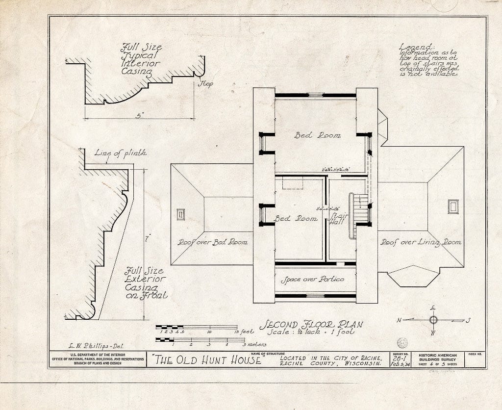 Blueprint HABS WIS,51-RACI,1- (Sheet 4 of 5) - Hunt House, 1247 Main Street, Racine, Racine County, WI