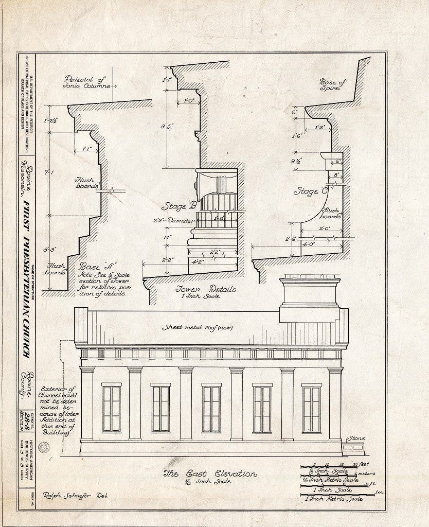 Blueprint HABS WIS,51-RACI,2- (Sheet 3 of 8) - First Presbyterian Church, Seventh Street & College Avenue, Racine, Racine County, WI