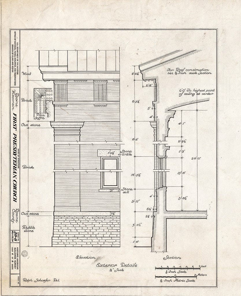 Blueprint HABS WIS,51-RACI,2- (Sheet 6 of 8) - First Presbyterian Church, Seventh Street & College Avenue, Racine, Racine County, WI