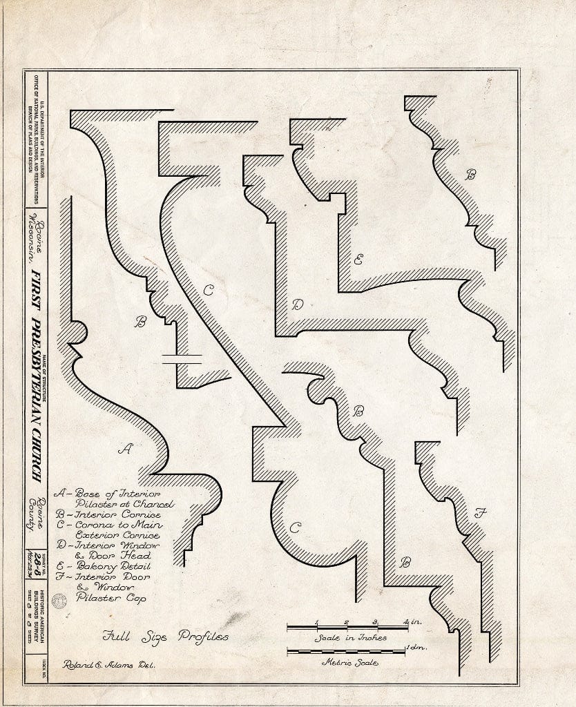 Blueprint HABS WIS,51-RACI,2- (Sheet 8 of 8) - First Presbyterian Church, Seventh Street & College Avenue, Racine, Racine County, WI