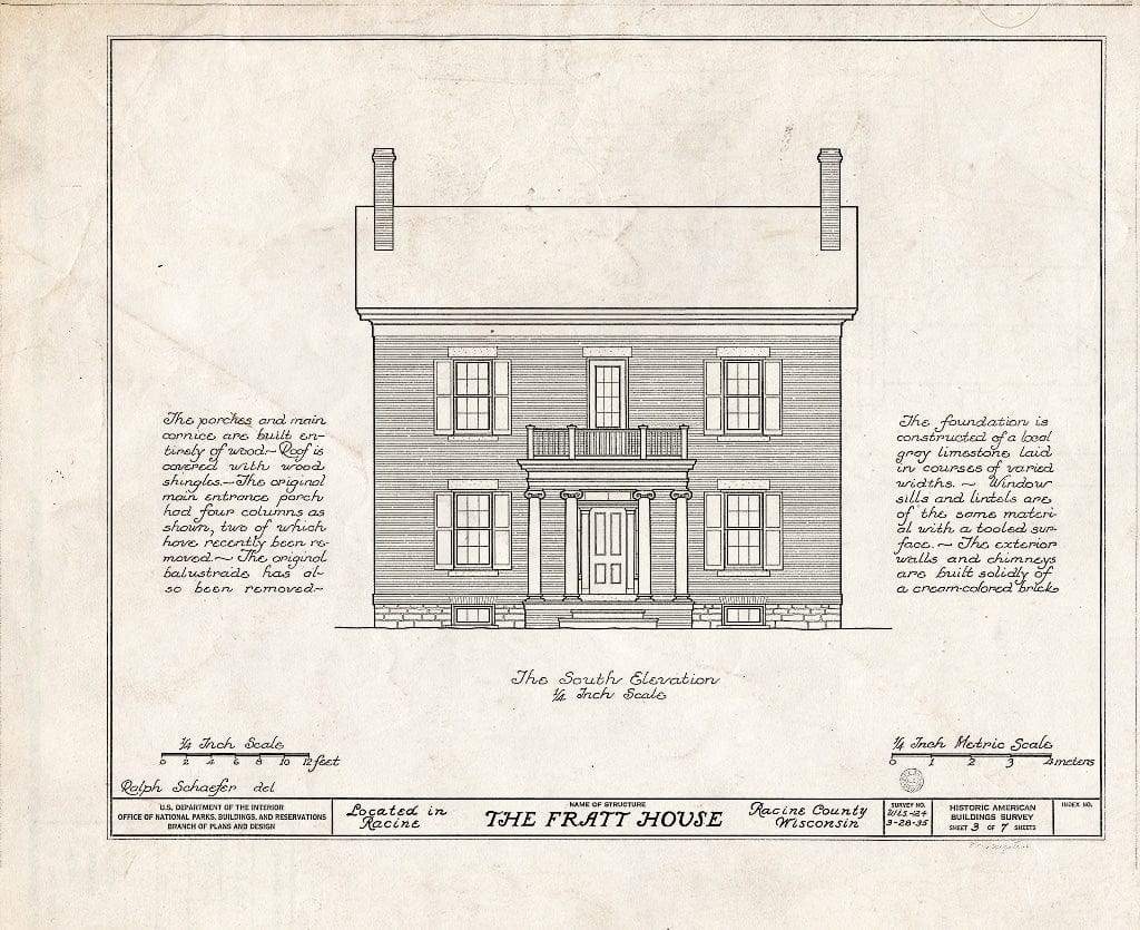 Blueprint HABS WIS,51-RACI,3- (Sheet 3 of 7) - The Fratt House, Racine, Racine County, WI