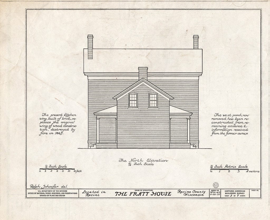 Blueprint HABS WIS,51-RACI,3- (Sheet 5 of 7) - The Fratt House, Racine, Racine County, WI