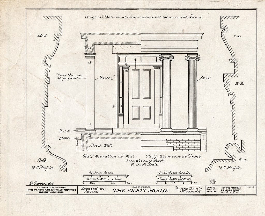 Blueprint HABS WIS,51-RACI,3- (Sheet 6 of 7) - The Fratt House, Racine, Racine County, WI