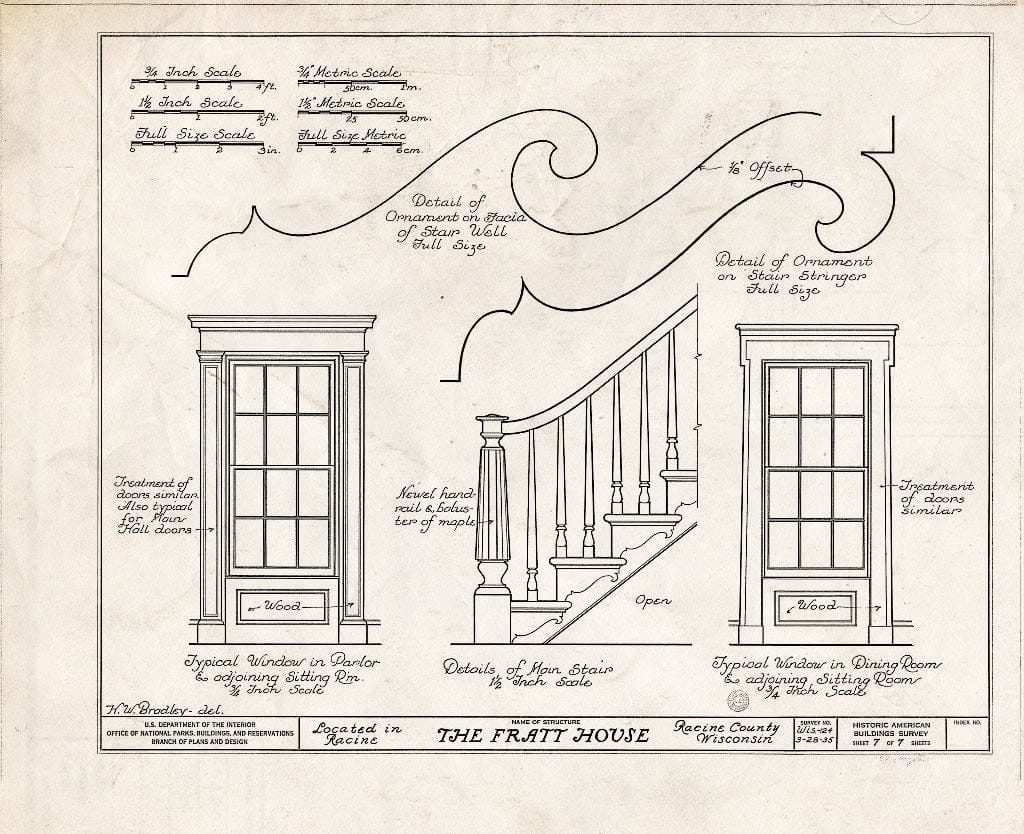 Blueprint HABS WIS,51-RACI,3- (Sheet 7 of 7) - The Fratt House, Racine, Racine County, WI