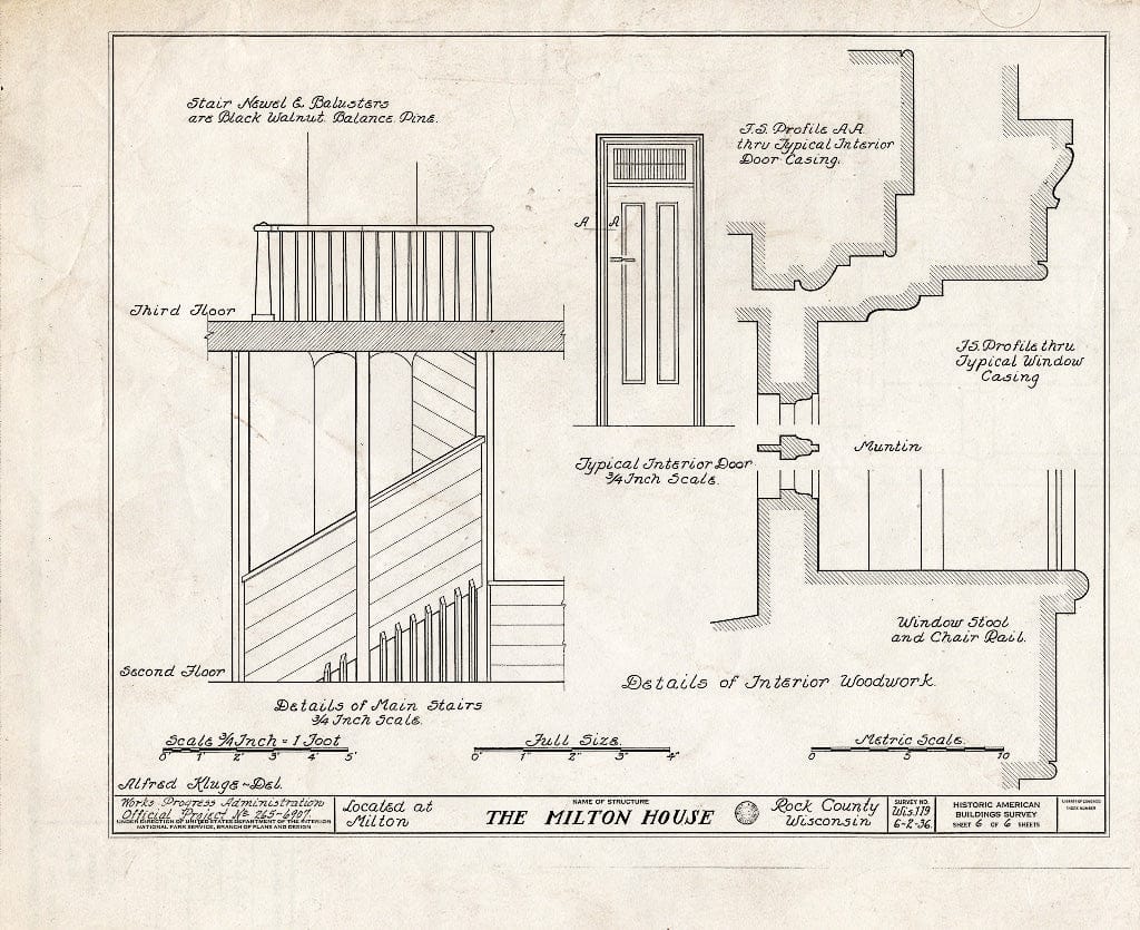 Blueprint HABS WIS,53-Milt,2- (Sheet 6 of 6) - Milton House, Fort Atkinson Street, Milton, Rock County, WI