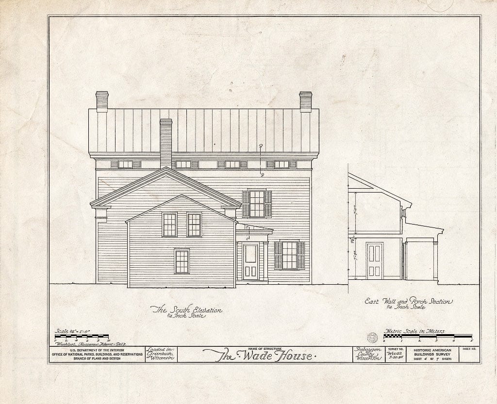 Blueprint HABS WIS,59-GREBU,1- (Sheet 4 of 7) - Wade House, Greenbush, Sheboygan County, WI