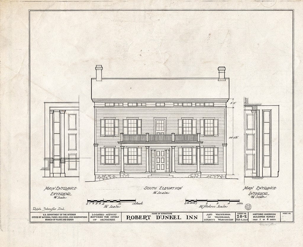 Blueprint HABS WIS,67-,1- (Sheet 1 of 6) - Robert Dunkel Inn, Bluemound Road, Milwaukee, Milwaukee County, WI