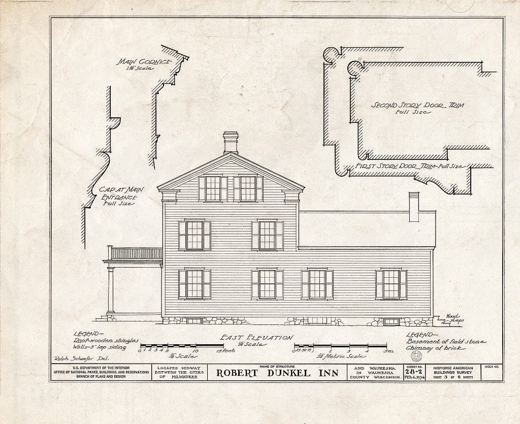 Blueprint HABS WIS,67-,1- (Sheet 3 of 6) - Robert Dunkel Inn, Bluemound Road, Milwaukee, Milwaukee County, WI