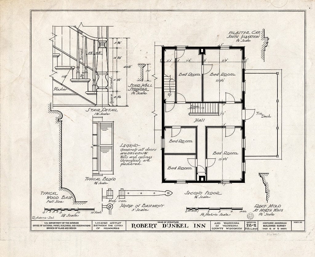 Blueprint HABS WIS,67-,1- (Sheet 6 of 6) - Robert Dunkel Inn, Bluemound Road, Milwaukee, Milwaukee County, WI