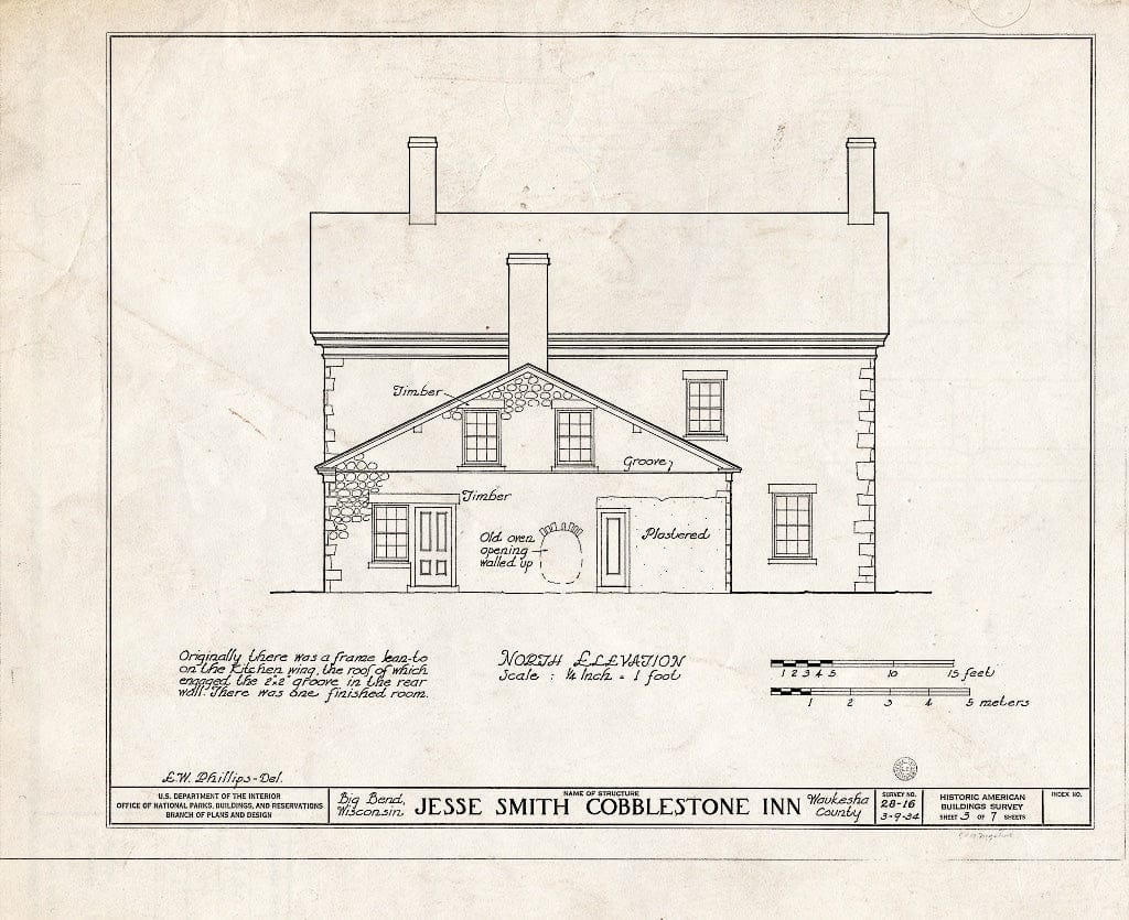 Blueprint HABS WIS,67-BIGB.V,1- (Sheet 3 of 7) - Jesse Smith Cobblestone Inn, Big Bend, Waukesha County, WI