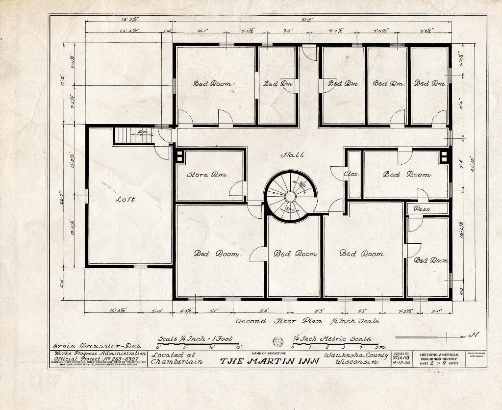 Blueprint HABS WIS,67-CHAM,1- (Sheet 2 of 9) - Martin Inn, Big Bend, Waukesha County, WI