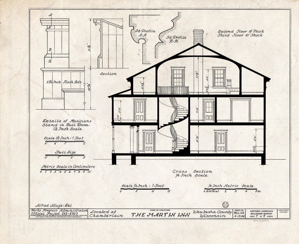 Blueprint HABS WIS,67-CHAM,1- (Sheet 7 of 9) - Martin Inn, Big Bend, Waukesha County, WI