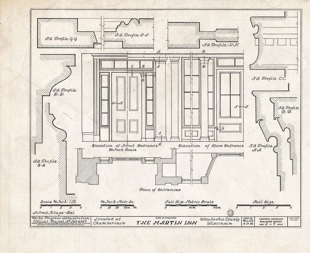 Blueprint HABS WIS,67-CHAM,1- (Sheet 8 of 9) - Martin Inn, Big Bend, Waukesha County, WI