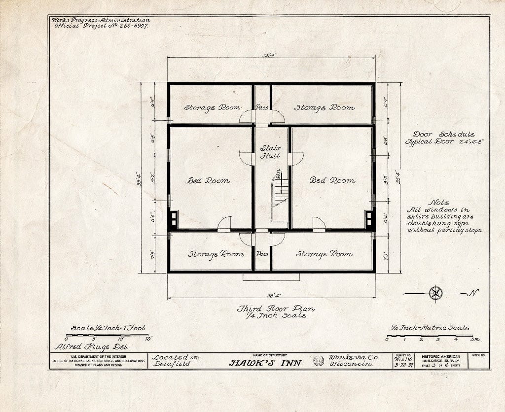 Blueprint HABS WIS,67-DELA,1- (Sheet 3 of 6) - Hawk's Inn, Main & Genesee Streets, Delafield, Waukesha County, WI