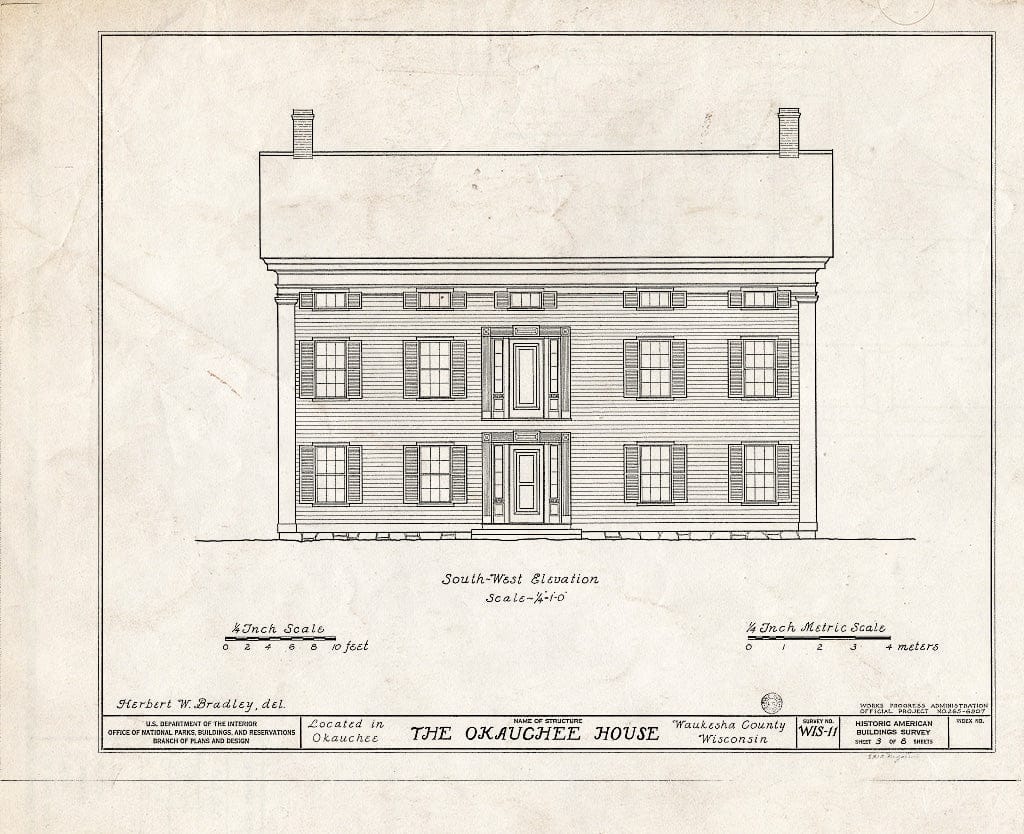 Blueprint HABS WIS,67-OKAU,1- (Sheet 3 of 8) - Okauchee House, U.S. Highways 16 & 19, Okauchee, Waukesha County, WI