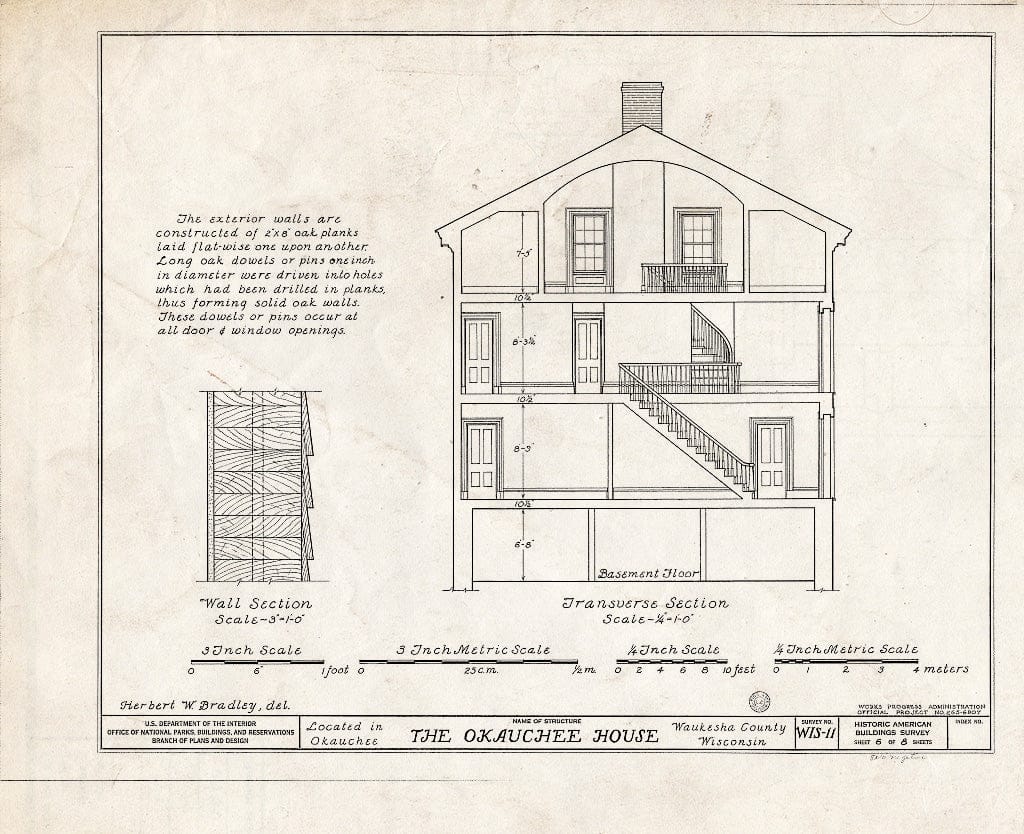 Blueprint HABS WIS,67-OKAU,1- (Sheet 6 of 8) - Okauchee House, U.S. Highways 16 & 19, Okauchee, Waukesha County, WI