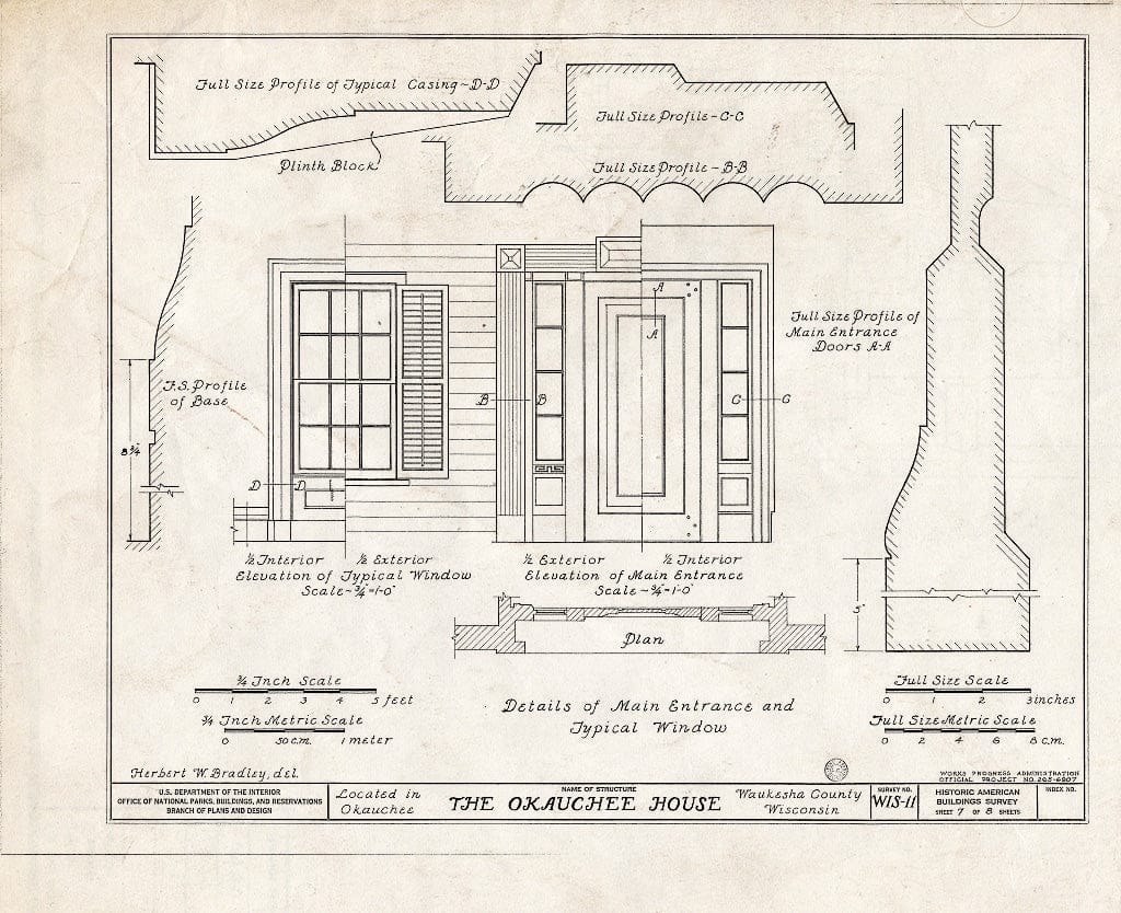 Blueprint HABS WIS,67-OKAU,1- (Sheet 7 of 8) - Okauchee House, U.S. Highways 16 & 19, Okauchee, Waukesha County, WI