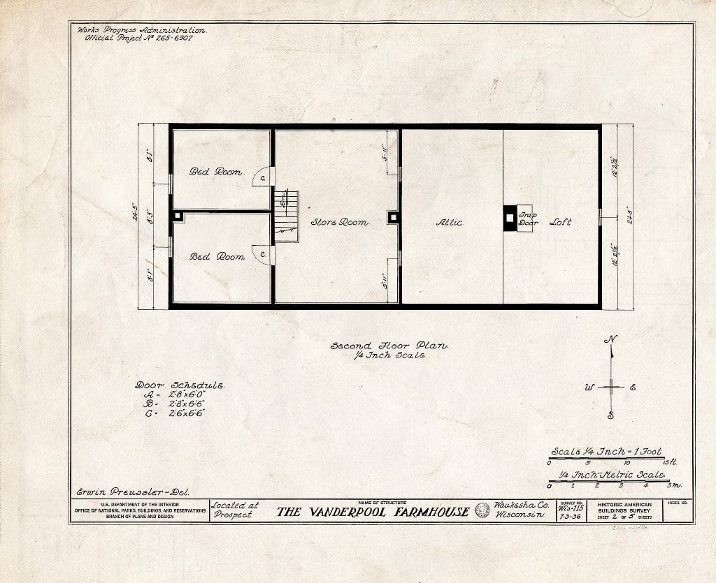 Blueprint HABS WIS,67-PROSP,2- (Sheet 2 of 5) - Vanderpool Farmhouse, Prospect, Waukesha County, WI