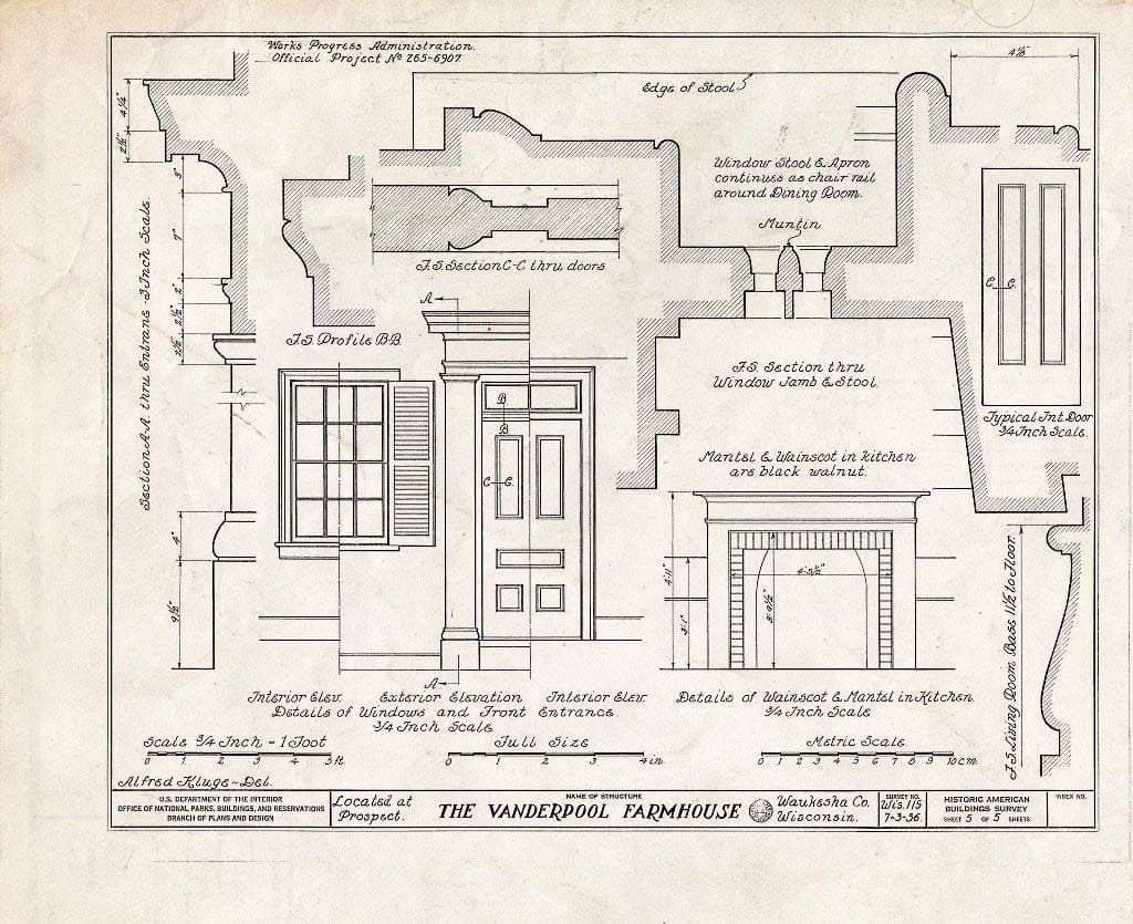 Blueprint HABS WIS,67-PROSP,2- (Sheet 5 of 5) - Vanderpool Farmhouse, Prospect, Waukesha County, WI