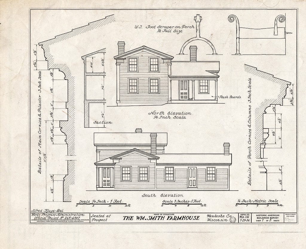 Blueprint HABS WIS,67-PROSP,3- (Sheet 1 of 3) - William Smith Farmhouse, Prospect, Waukesha County, WI