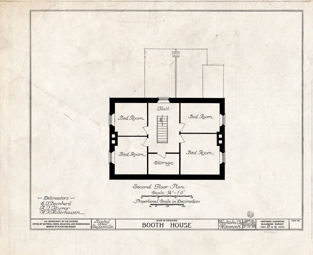 Blueprint HABS WIS,67-SAYVI,1- (Sheet 2 of 6) - Booth House, Saylesville, Waukesha County, WI