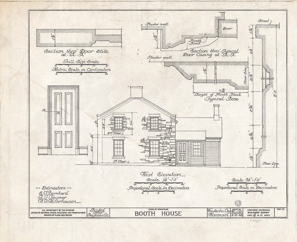 Blueprint HABS WIS,67-SAYVI,1- (Sheet 4 of 6) - Booth House, Saylesville, Waukesha County, WI