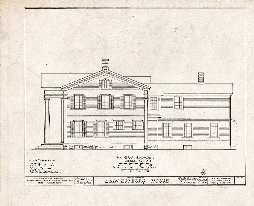 Blueprint HABS WIS,67-WAUK,2- (Sheet 4 of 11) - Lain-Estburg House, 299 Wisconsin Avenue, Waukesha, Waukesha County, WI
