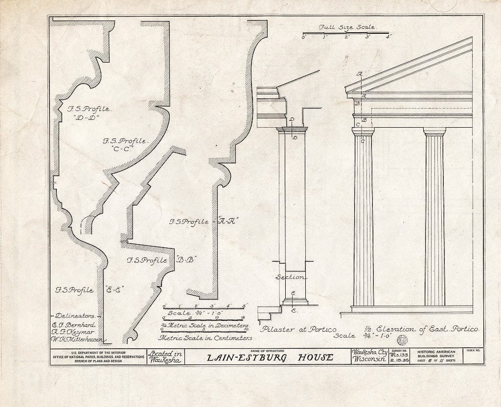 Blueprint HABS WIS,67-WAUK,2- (Sheet 6 of 11) - Lain-Estburg House, 299 Wisconsin Avenue, Waukesha, Waukesha County, WI