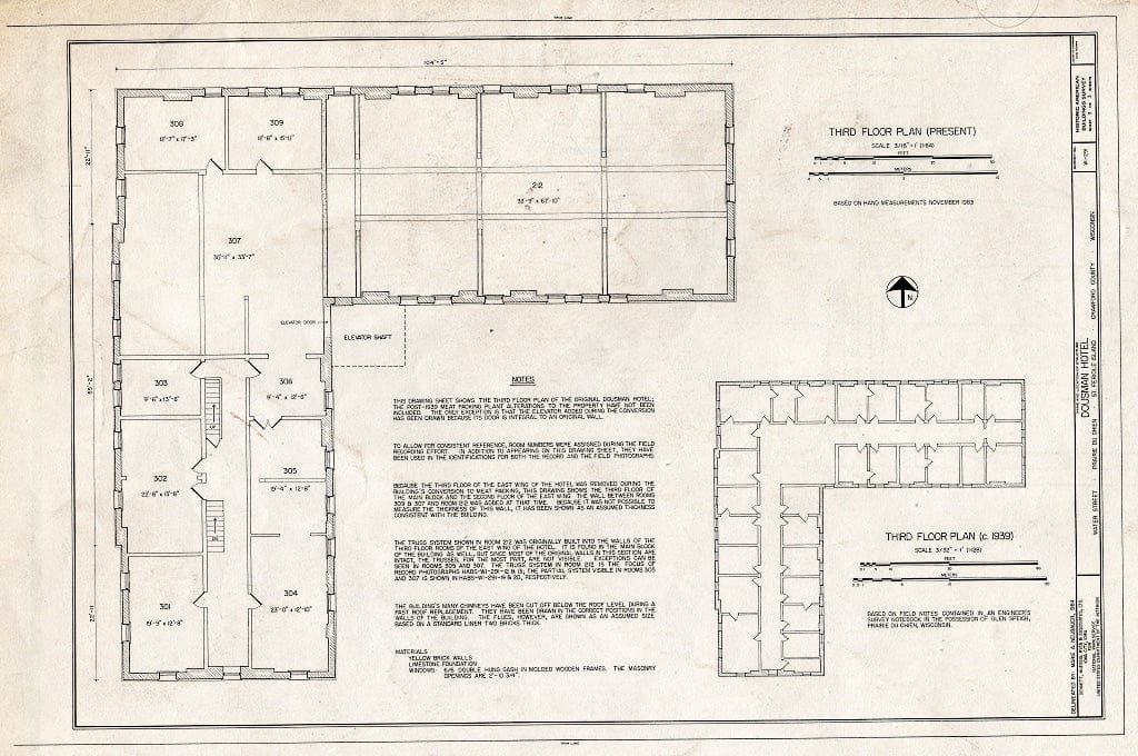 Blueprint HABS WIS,12-PRACH,4- (Sheet 3 of 3) - Dousman Hotel, Water Street at Fisher Street, Saint Feriole Island, Prairie du Chien, Crawford County, WI