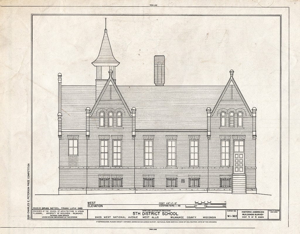 Blueprint HABS WIS,40-WESAL,2- (Sheet 5 of 6) - Fifth District School, 8405 West National Avenue, West Allis, Milwaukee County, WI