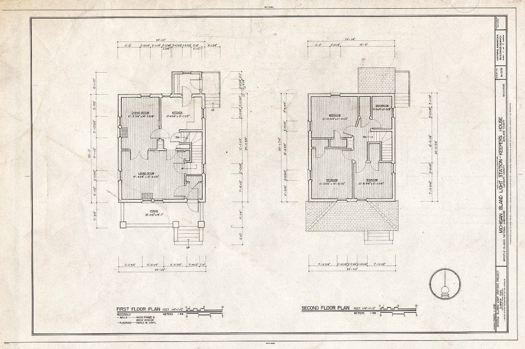 Blueprint HABS WIS,2-LPOIT.V,3B- (Sheet 1 of 2) - Michigan Island Light Station, Keeper's House, La Pointe, Ashland County, WI