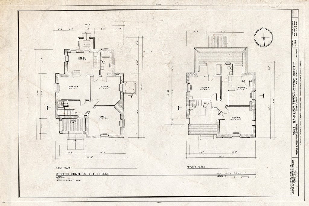 Blueprint HABS WIS,2-LPOIT.V,1B- (Sheet 1 of 3) - Devil's Island Light Station, Keeper's Quarters, La Pointe, Ashland County, WI