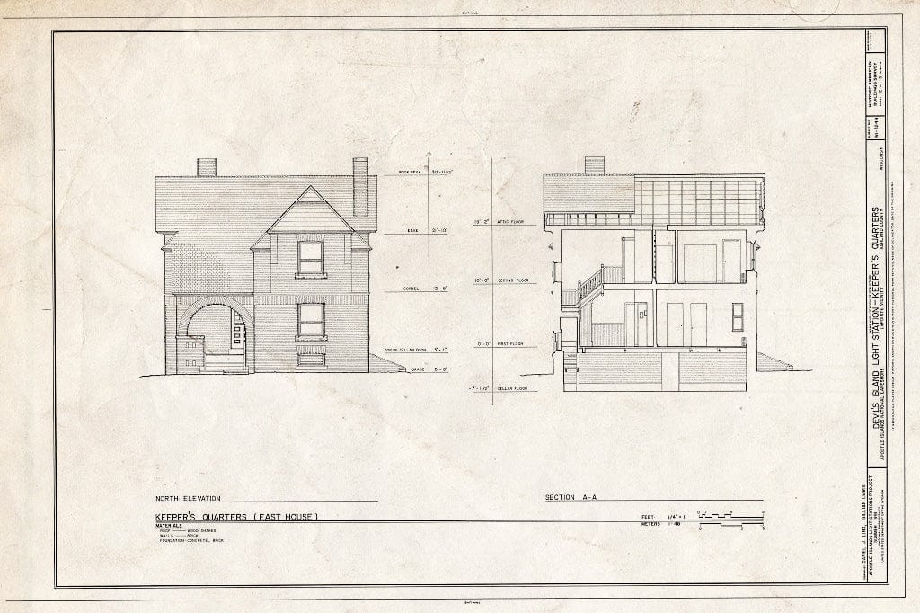 Blueprint HABS WIS,2-LPOIT.V,1B- (Sheet 2 of 3) - Devil's Island Light Station, Keeper's Quarters, La Pointe, Ashland County, WI