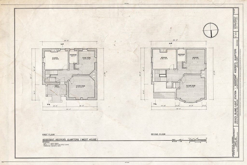 Blueprint HABS WIS,2-LPOIT.V,1C- (Sheet 1 of 3) - Devil's Island Light Station, Assistant Keeper's Quarters, La Pointe, Ashland County, WI
