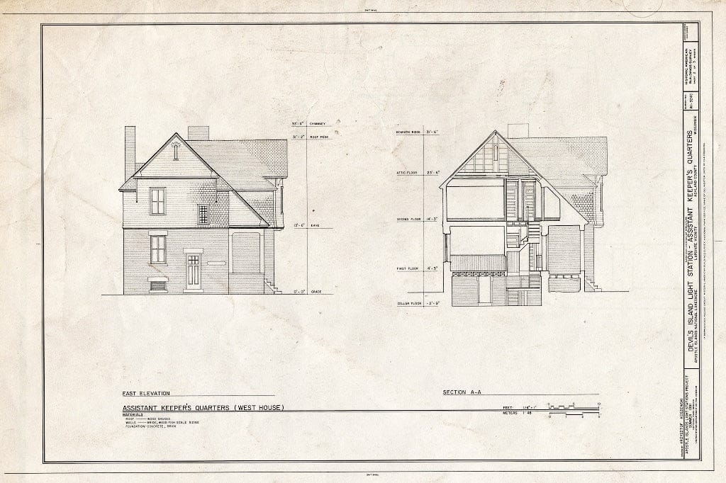 Blueprint HABS WIS,2-LPOIT.V,1C- (Sheet 2 of 3) - Devil's Island Light Station, Assistant Keeper's Quarters, La Pointe, Ashland County, WI