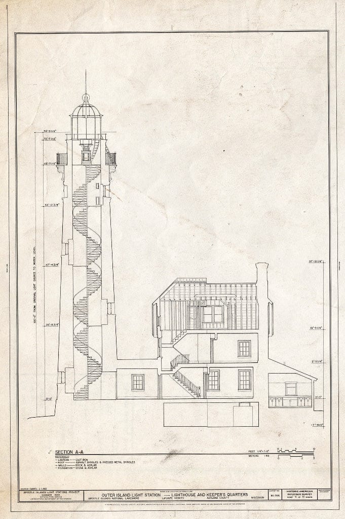 Blueprint HABS WIS,2-LPOIT.V,4A- (Sheet 6 of 10) - Outer Island Light Station, Lighthouse & Keeper's Quarters, La Pointe, Ashland County, WI