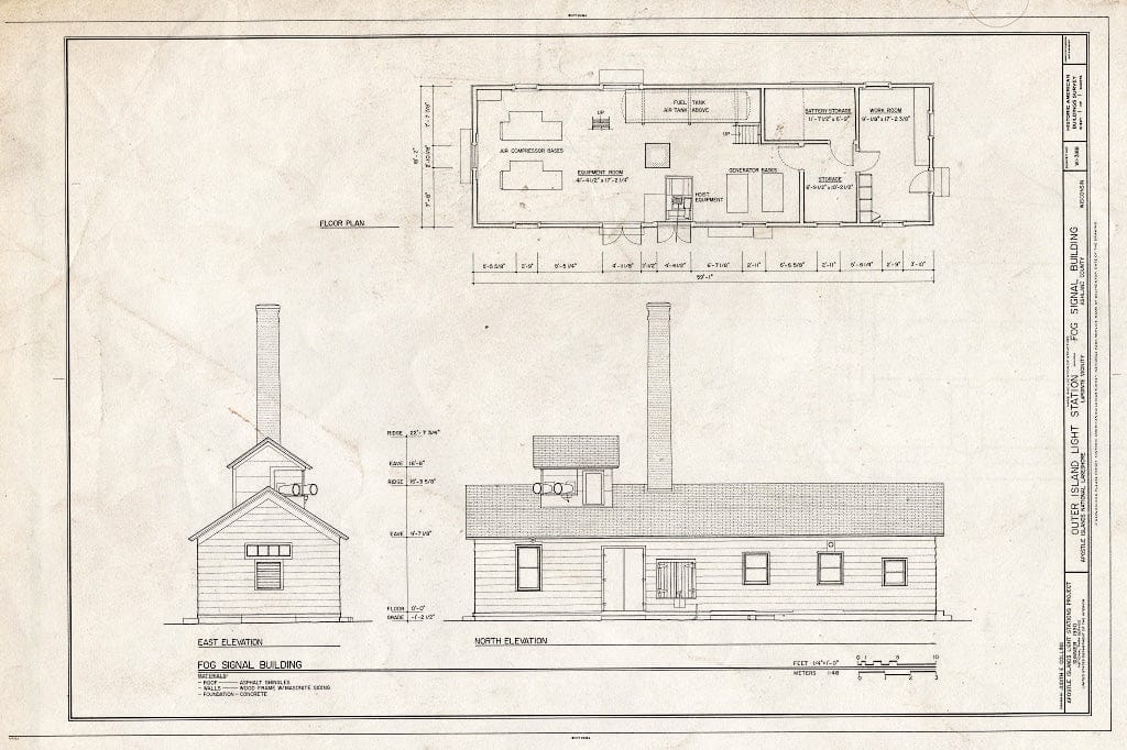 Blueprint HABS WIS,2-LPOIT.V,4B- (Sheet 1 of 1) - Outer Island Light Station, Fog Signal Building, La Pointe, Ashland County, WI