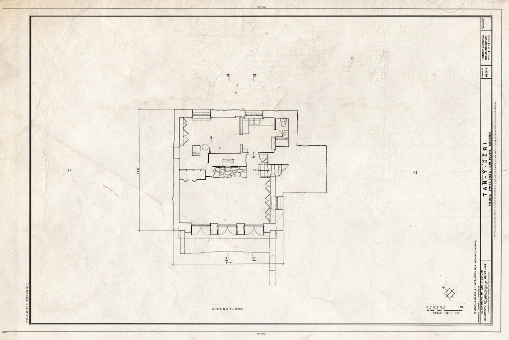 Blueprint HABS WIS,56-SPGR,1- (Sheet 3 of 12) - Tan-Y-Deri, Taliesin, Spring Green, Sauk County, WI