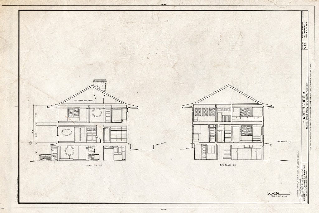 Blueprint HABS WIS,56-SPGR,1- (Sheet 9 of 12) - Tan-Y-Deri, Taliesin, Spring Green, Sauk County, WI