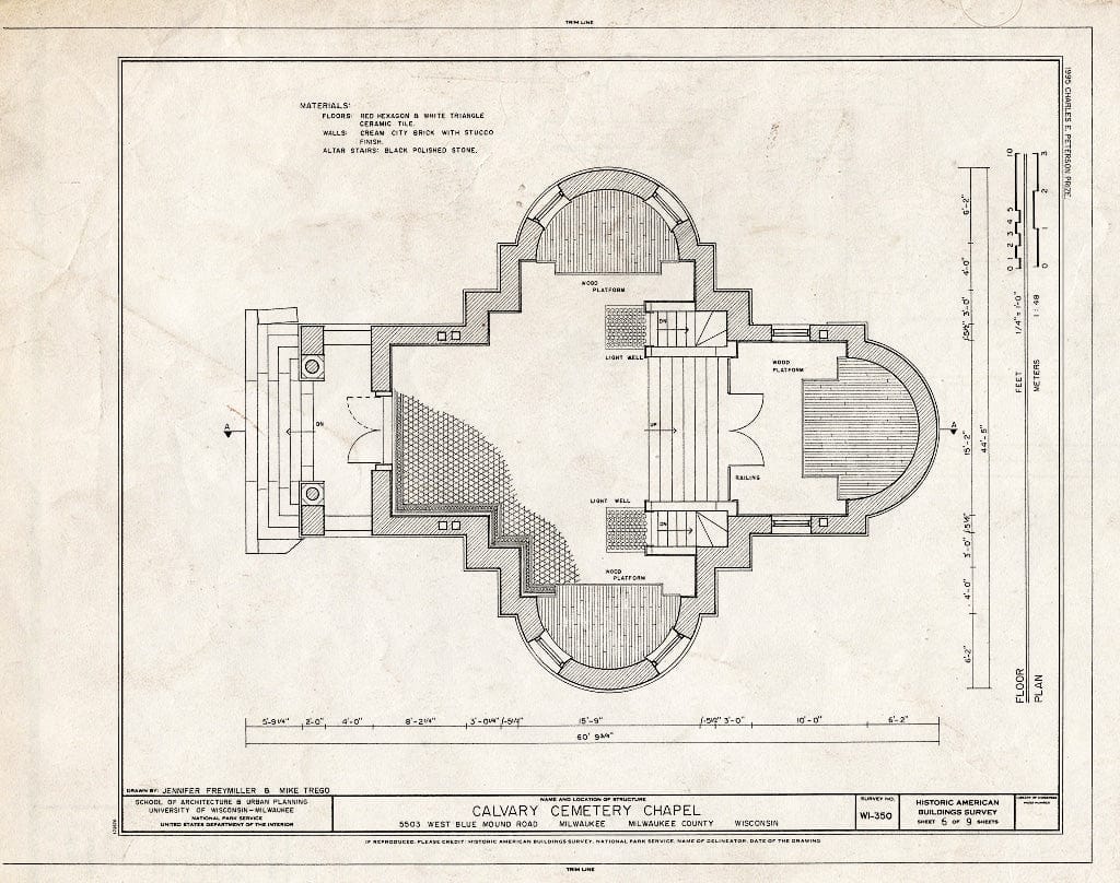 Blueprint HABS WIS,40-MILWA,47- (Sheet 6 of 9) - Calvary Cemetery Chapel, 5503 West Blue Mound Road, Milwaukee, Milwaukee County, WI