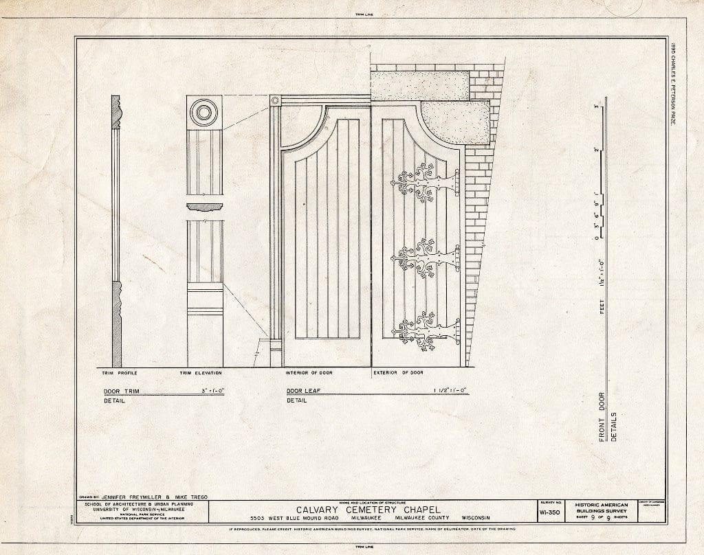 Blueprint HABS WIS,40-MILWA,47- (Sheet 9 of 9) - Calvary Cemetery Chapel, 5503 West Blue Mound Road, Milwaukee, Milwaukee County, WI