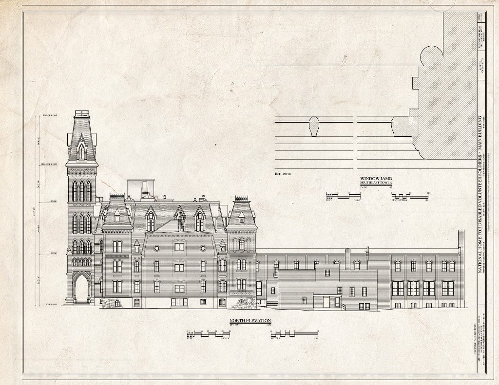 Blueprint North Elevation - National Home for Disabled Volunteer Soldiers, Northwestern Branch, Main Building, 5000 West National Avenue, Milwaukee, Milwaukee County, WI