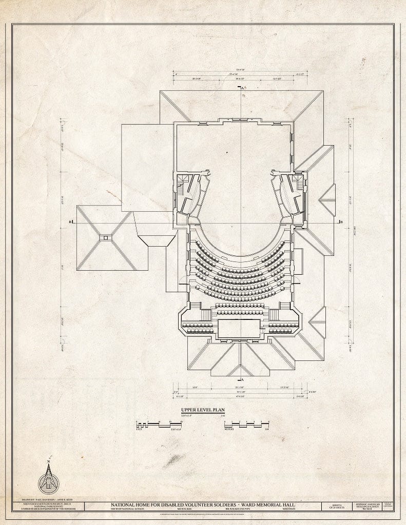 Blueprint Upper Level Plan - National Home for Disabled Volunteer Soldiers, Northwestern Branch, Ward Memorial Hall, 5000 West National Avenue, Milwaukee, Milwaukee County, WI