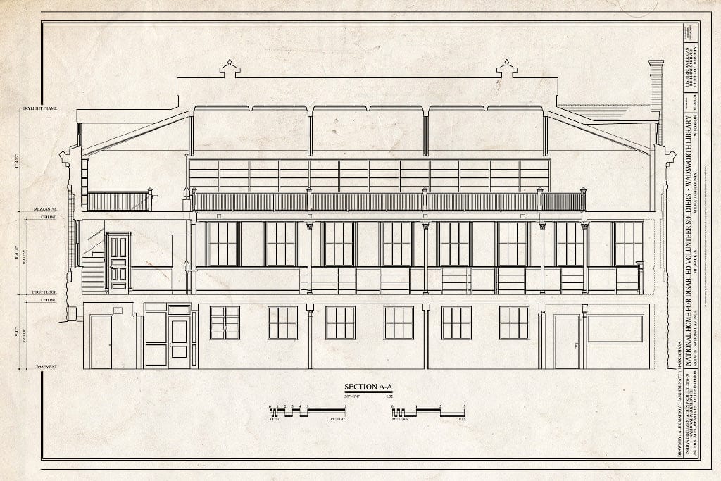 Blueprint Section - National Home for Disabled Volunteer Soldiers, Northwestern Branch, Wadsworth Library, 5000 West National Avenue, Milwaukee, Milwaukee County, WI