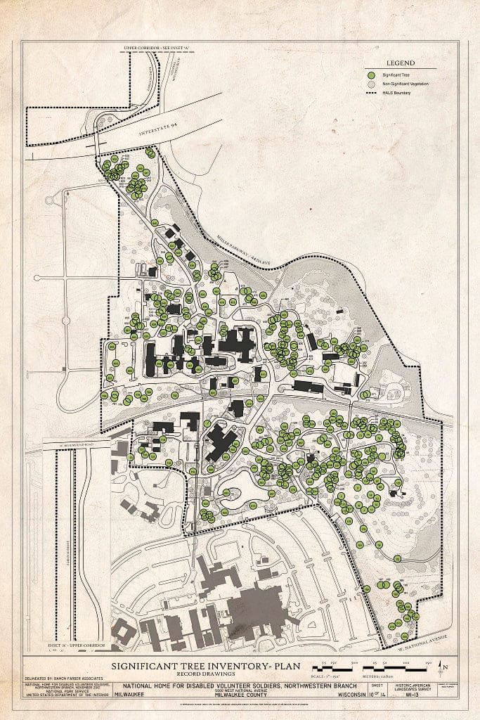 Blueprint Significant Tree Inventory - Plan - National Home for Disabled Volunteer Soldiers, Northwestern Branch, 5000 West National Avenue, Milwaukee, Milwaukee County, WI