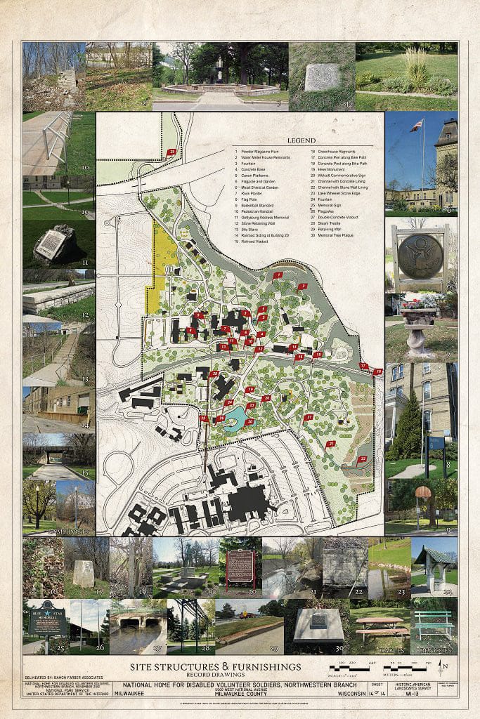 Blueprint Site Structures & Furnishings - National Home for Disabled Volunteer Soldiers, Northwestern Branch, 5000 West National Avenue, Milwaukee, Milwaukee County, WI